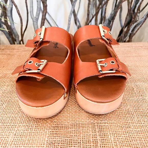 Free People Fiona Buckle Clogs Sandals Size 9 Brown - Picture 3 of 11